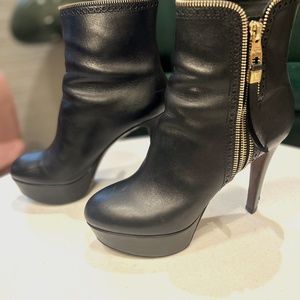 LV Booties with gold Zipper Details around Trim